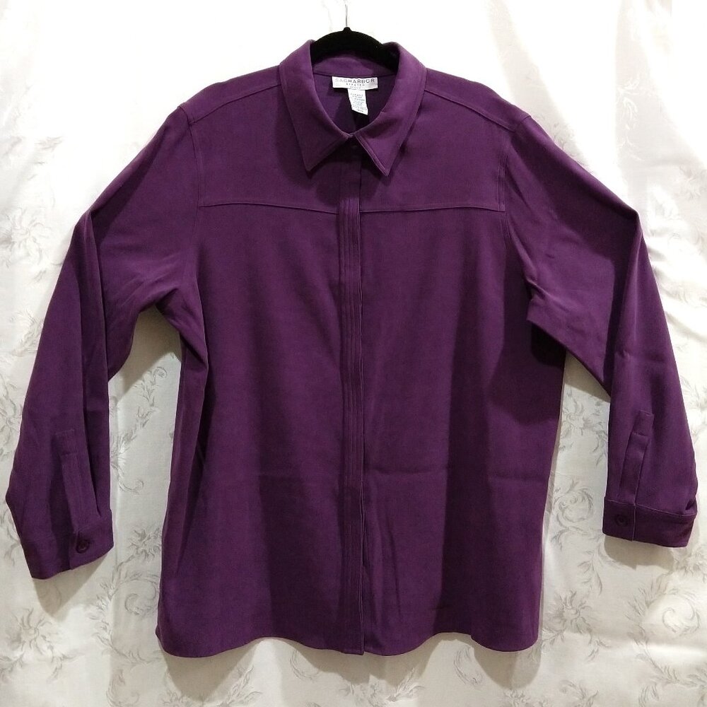 Vintage 90s Suede Cloth Stretch Jacket 1X Plum Purple Soft Vegan Suede Yoked